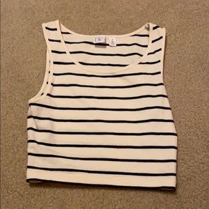 White and navy Crop top
